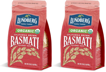 Lundberg Organic Basmati, Long-Grain Brown Rice - Non-Sticky, Fluffy & Aromatic, 32 Oz (Pack of 2)