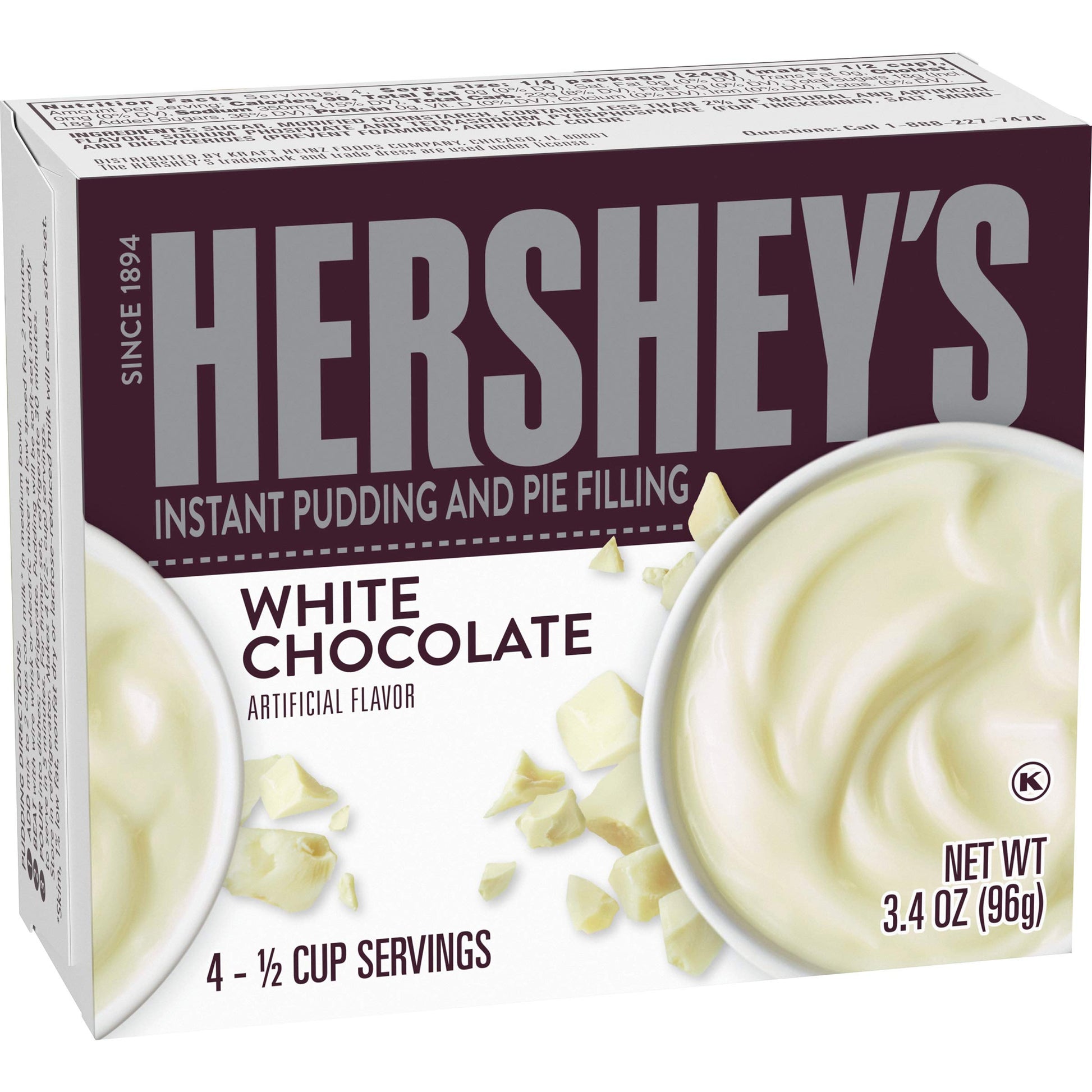 Hersheys Instant White Chocolate Pudding Mix (Pack of 4)