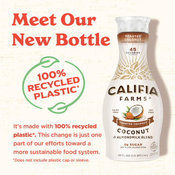 Califia Farms - Toasted Coconut Almond Milk, 48 Oz, Dairy Free, Plant Based, Vegan, Gluten Free, Non Gmo, Sugar Free, High Calci