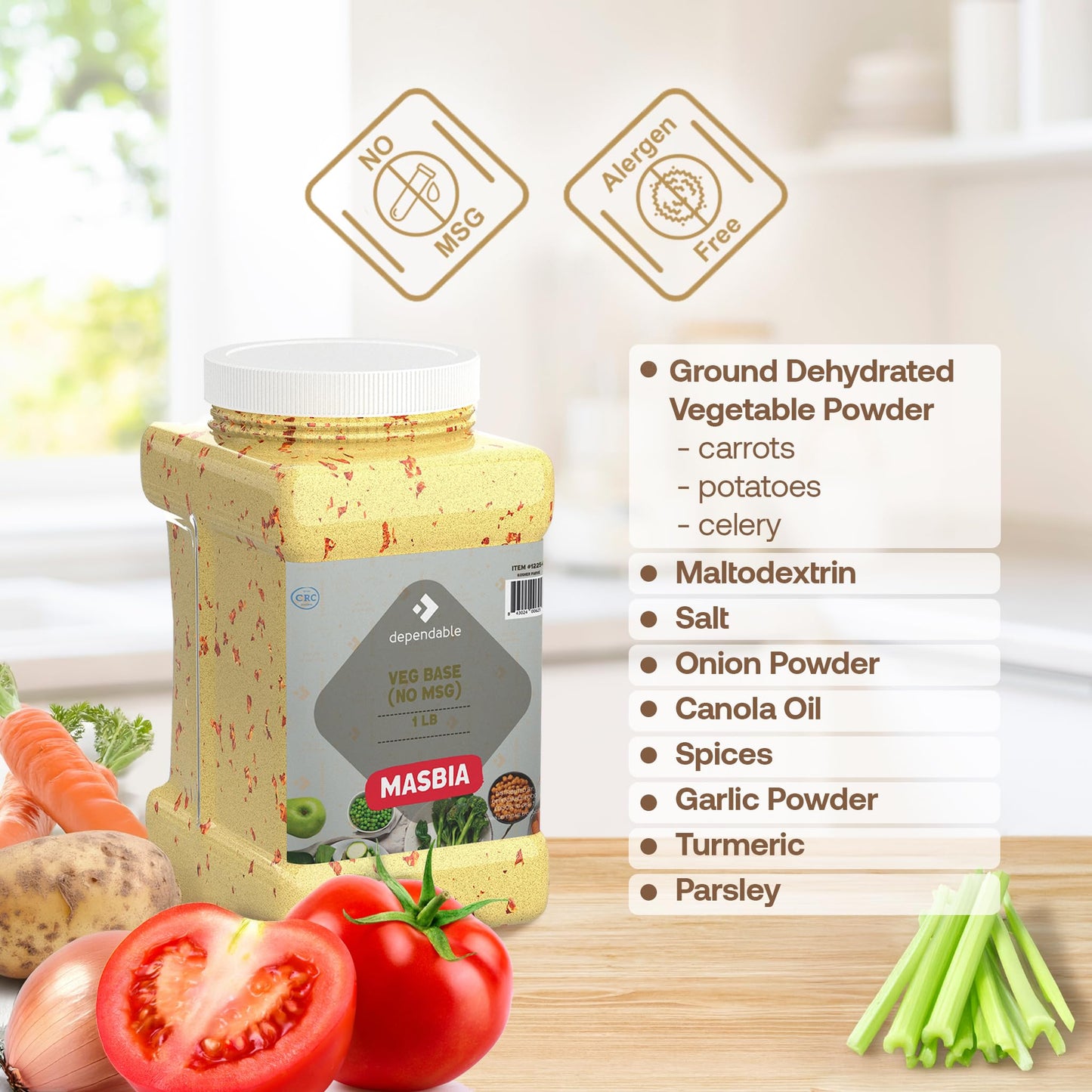 Dependable Food Vegetable Soup Base – Vegetable Flavor Consommé | 15 Oz. Resealable Jar | No Msg, Kosher | Perfect For Soups, Stocks, And Broths
