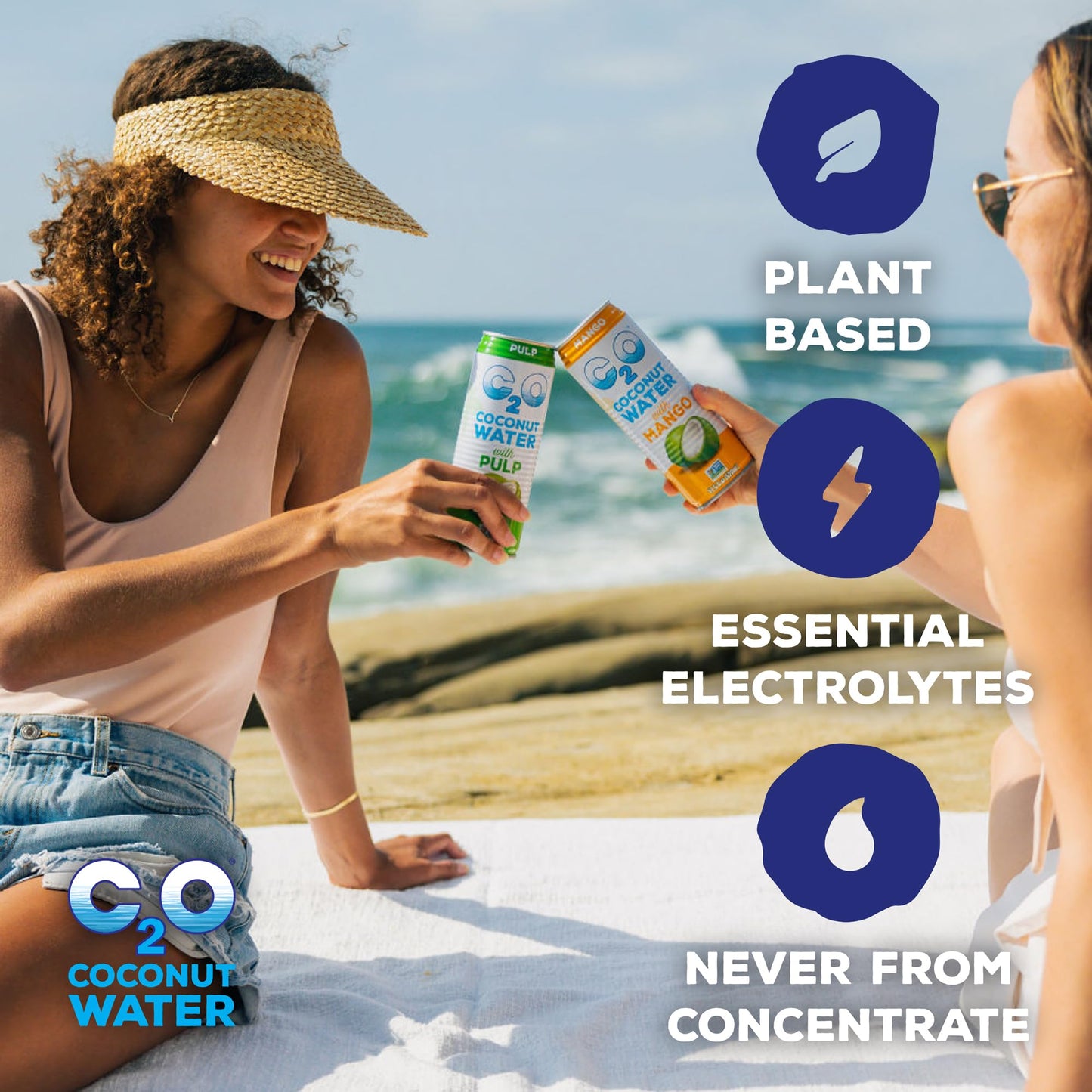 C2O Coconut Water with Pulp, 12 Pack Slim Cans, 17.5 fl oz