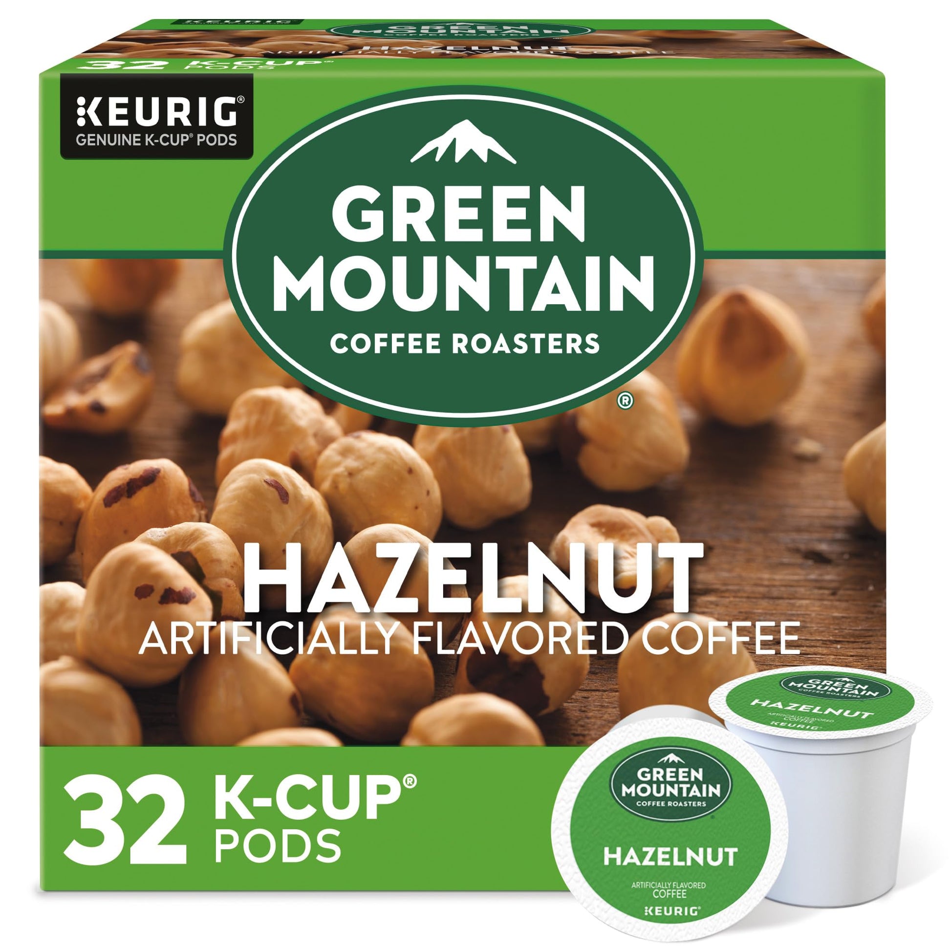 Green Mountain Coffee Roasters K-Cup Pods, Hazelnut Light Roast, 32 Count, Model 5000196304