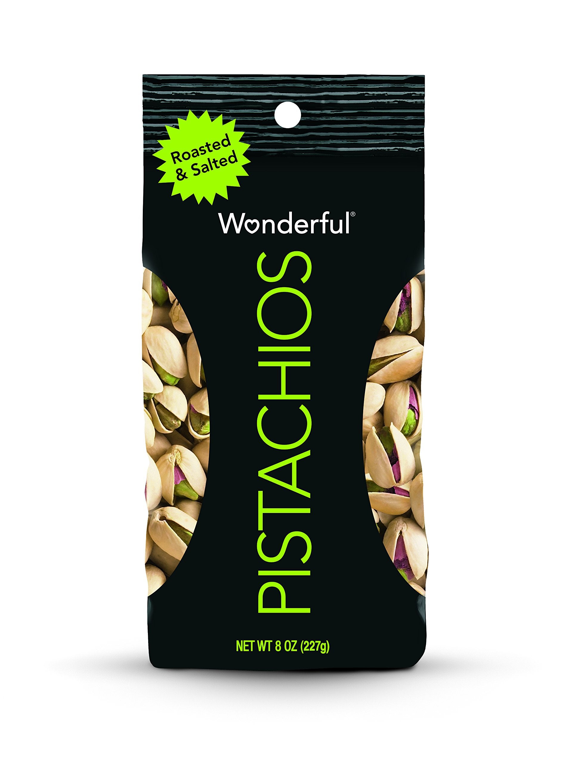 Wonderful Pistachios, Roasted and Salted, 8 Ounce Bags (Pack of 5)