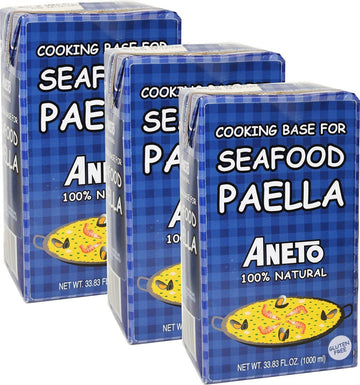 Aneto Seafood Paella Cooking Base Broth, 33.83 Fluid Ounce (3 Pack)