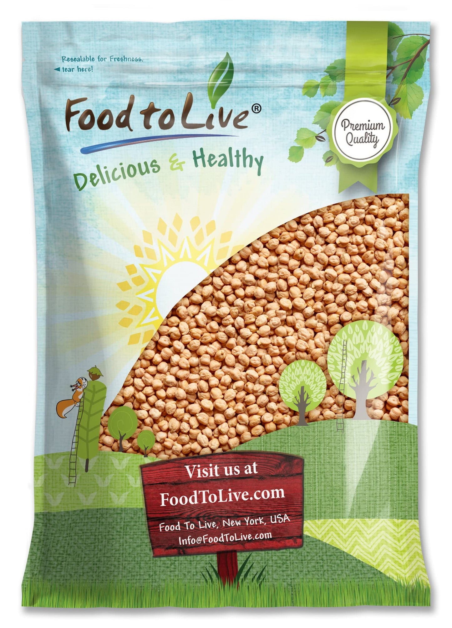 Food to Live - Garbanzo Beans, 15 Pounds Whole Dried Raw Chickpeas, Kosher, Vegan, Bulk, Sproutable, Low Sodium, Good Source of 