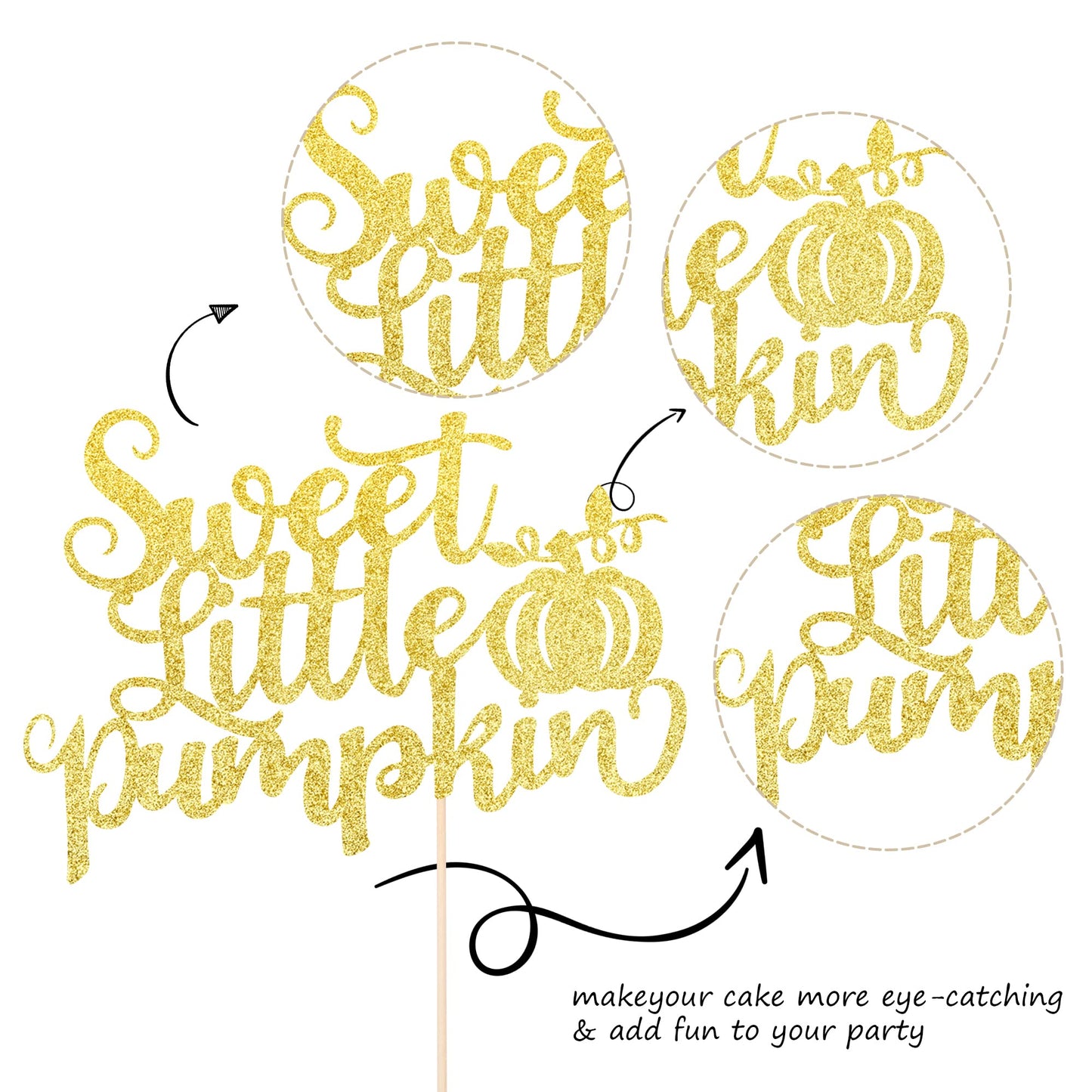 1 Pcs Sweet Little Pumpkin Cake Topper Glitter Fall Theme Little Pumpkin Cake Pick Decorations For Baby Shower Kids Birthday Tha