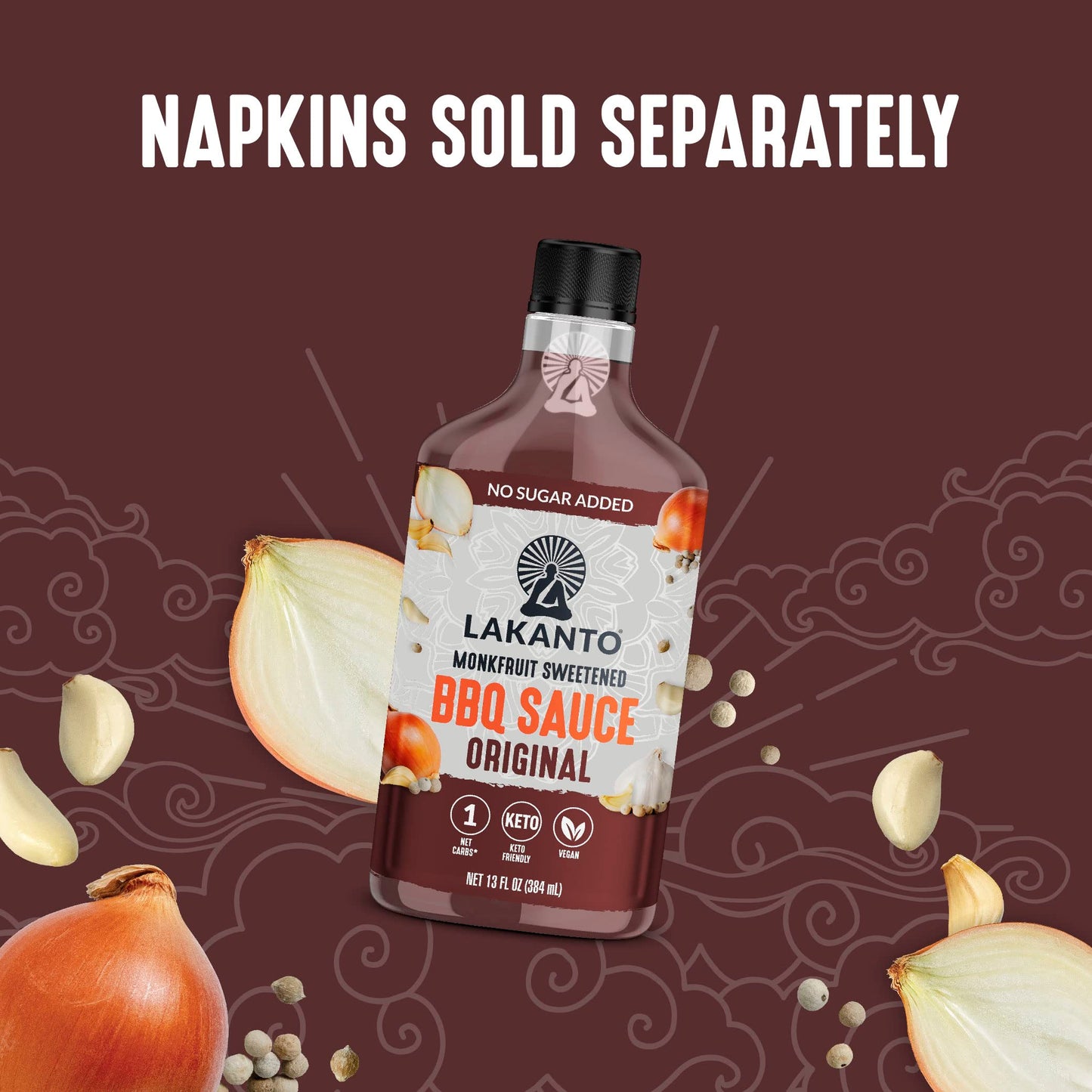 Lakanto Bbq Sauce - Sweetened With Monk Fruit Sweetener, Barbeque Sauce For Grill, No Sugar Added, Natural Smoke Flavor, Keto Diet Friendly, Vegan Condiment (Original - 13 Fl Oz)