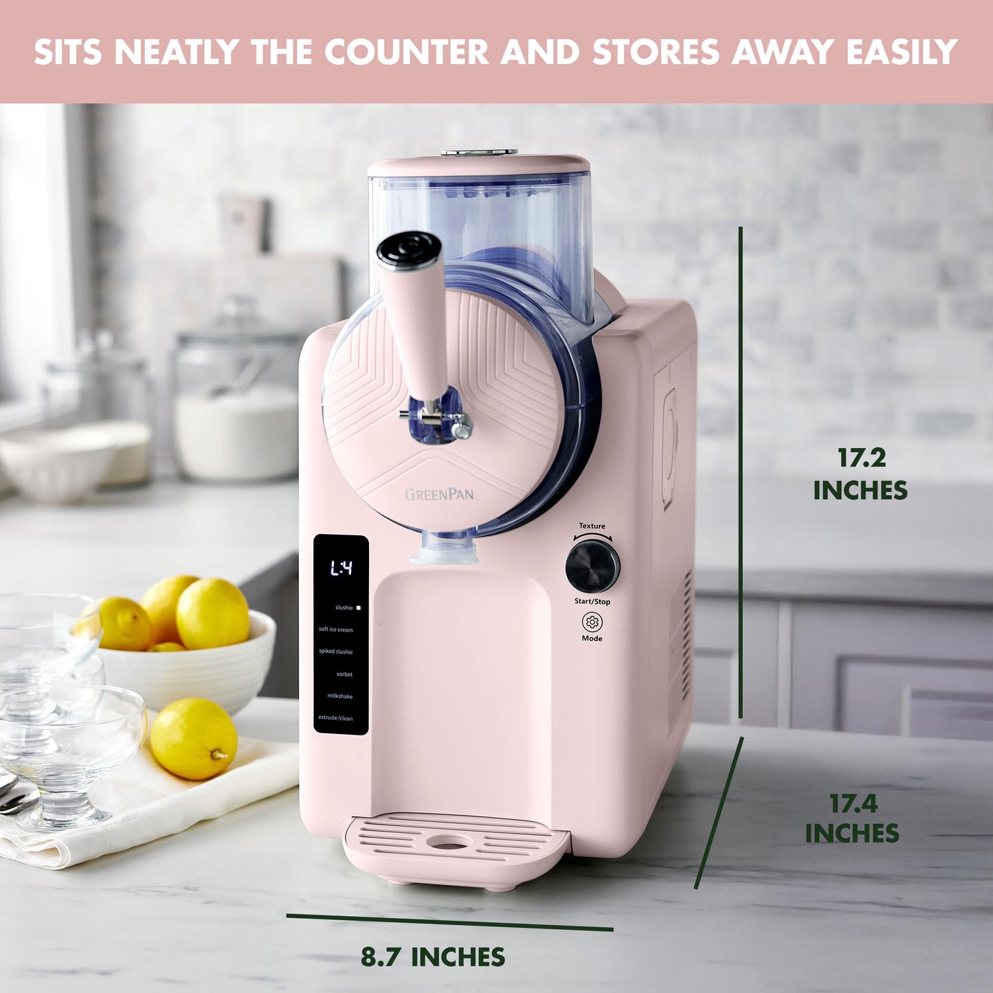 GreenPan Frost Ice Cream Machine & Frozen Drink Maker, Soft Serve, Slushie, Milkshakes & Cocktails, No Freezer Needed, 15-in-1,