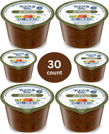 30 Count | Salad Dressing Dipping Sauce Portion Cups | Single Serve Packets (Lite Balsamic With Olive Oil)
