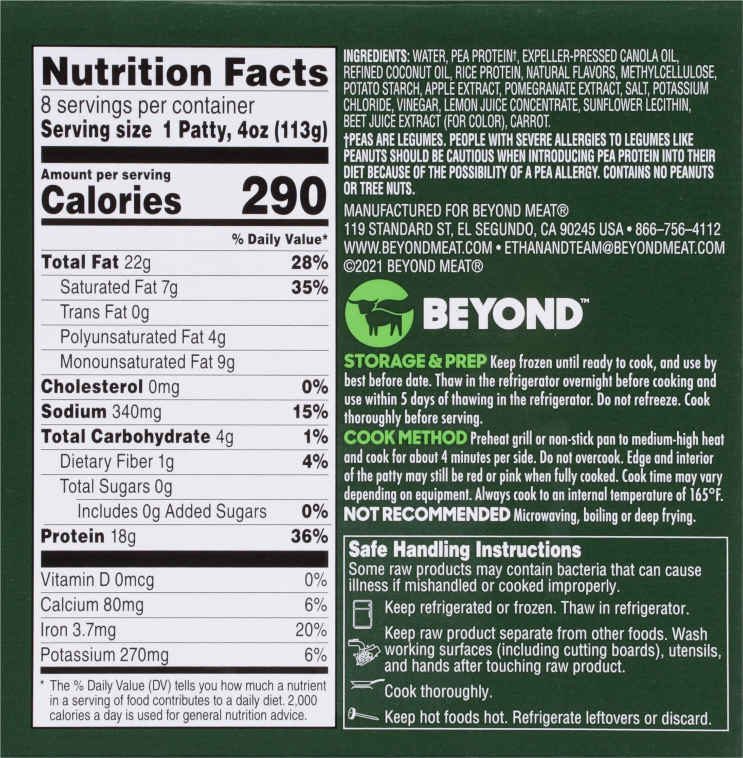 Beyond Meat Cookout Classic Plant-Based Burger Patties, 8 pk, 32 oz