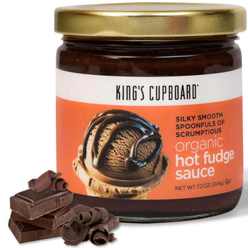 King's Cupboard Organic Hot Fudge Sauce - The Perfect Hot Chocolate Sauce for Topping Ice Cream & Desserts, Coffee Drizzle, Baki
