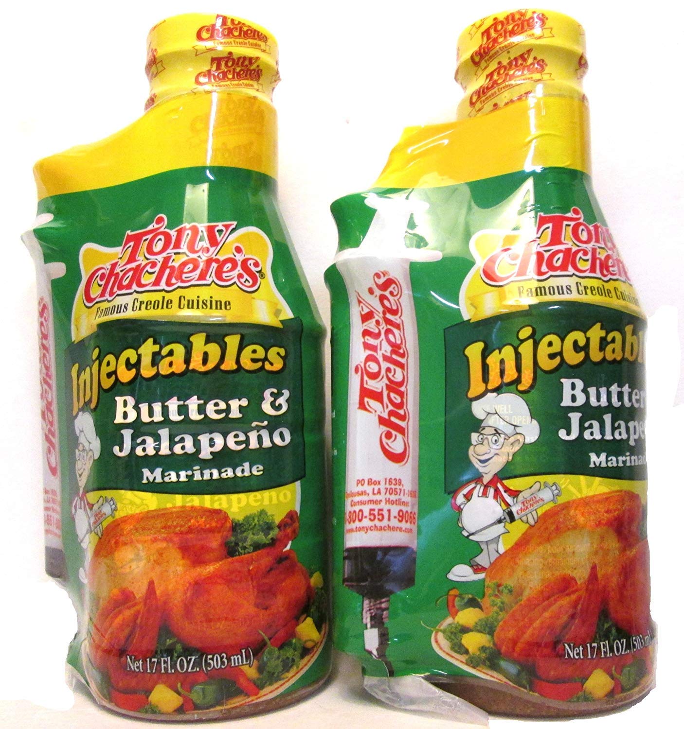 Tony Chacheres Marinade and Injector Butter & Jalapeno, 17 oz (2 Pack)