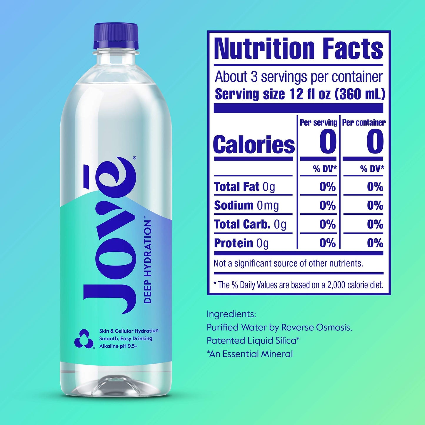 Jove Alkaline pH Water  Skin & Cellular Hydration  pH 9.5+  Refreshing  Great Taste  1 Liter (Pack of 12)