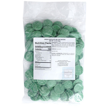 Green Chocolate Melting Wafers, 12 Ounce Bulk Bag, Green Chocolate, Green Candy, Melting Chocolate Candy Discs For Baking, Dippi