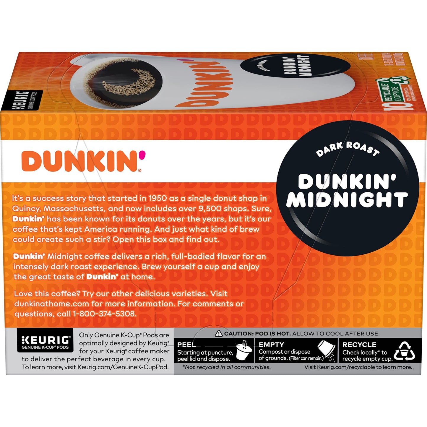 Dunkin  Midnight Dark Roast Coffee, 60 Keurig K-Cup Pods