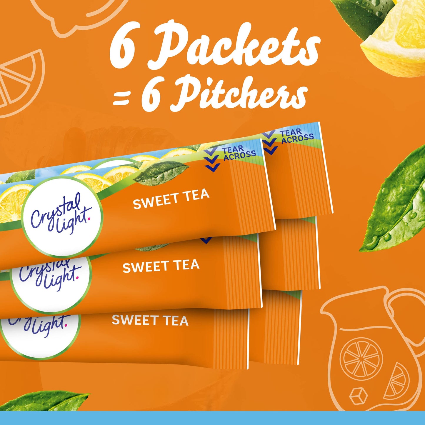 Crystal Light Sweet Tea Naturally Flavored Powdered Drink Mix, 6 Ct Pitcher Packets