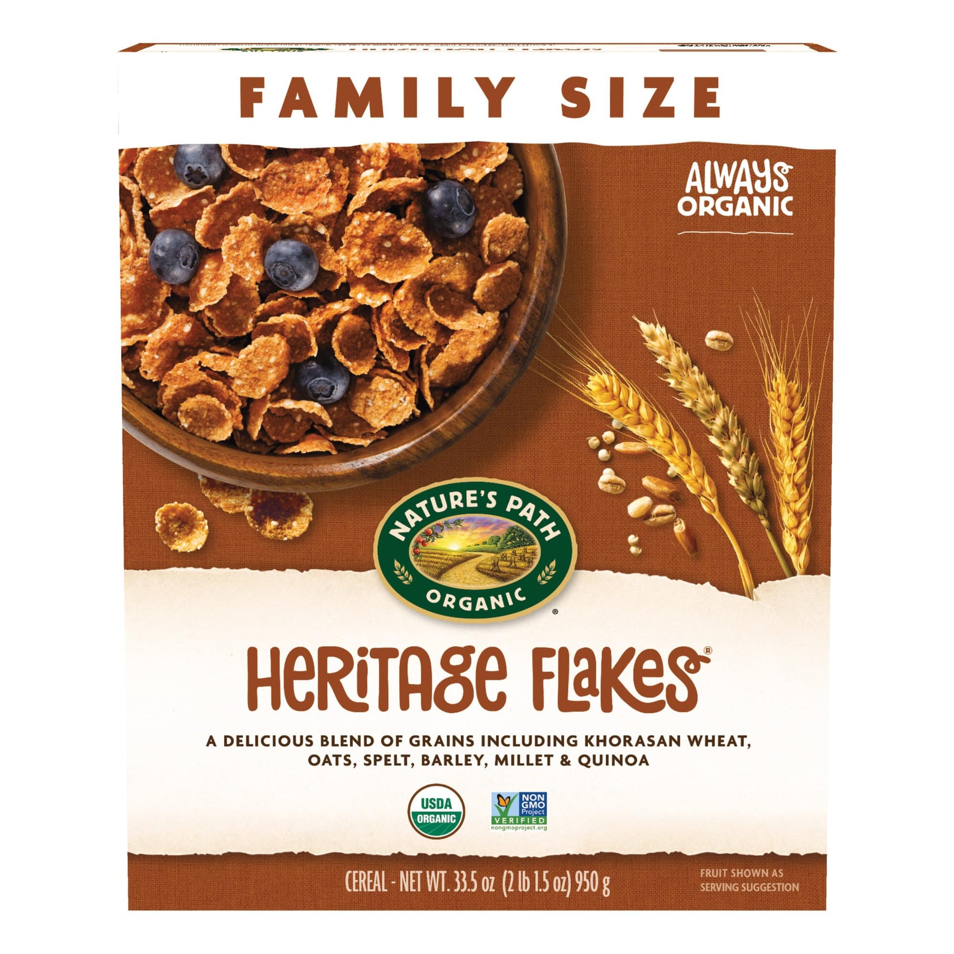Nature s Path Organic Heritage Flakes Cereal, 33.5 oz (Pack of 4), Non-GMO