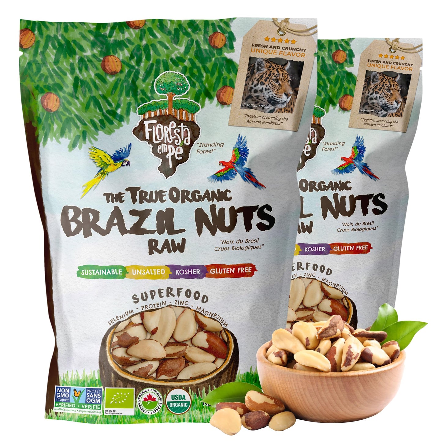 2 Snacks The True Organic Brazil Nuts Medium Size 48 Oz 3Lbs – Raw And Unsalted – Rich In Vegetable Protein – Fresh, Vegan And Gluten Free – Forest Up