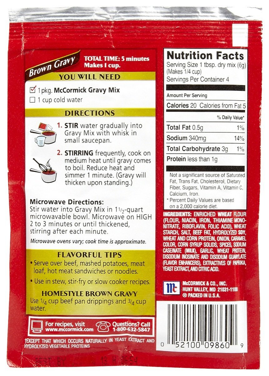 Mccormick Brown Gravy Mix - 0.87 Oz - 6 Pk