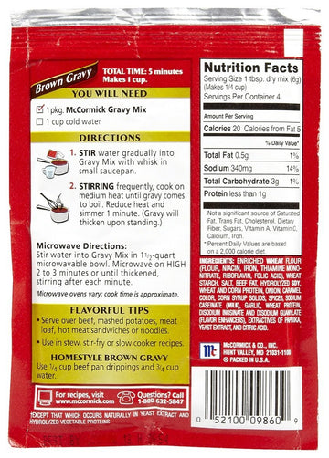 Mccormick Brown Gravy Mix - 0.87 Oz - 6 Pk