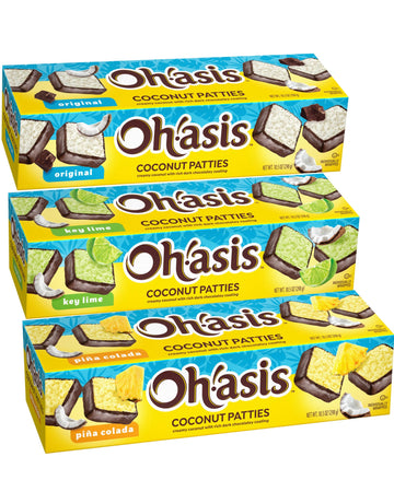 Coconut Patties, Chocolate, Oh Asis! Anastasia Coconut Patties Original, key Lime Patties and Pina Colada Patties, (3 count) 10o