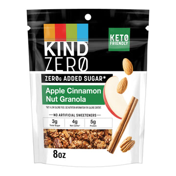 KIND Zero Added Sugar Granola, Apple Cinnamon Nut, Healthy Snacks, Good Source of Fiber, Gluten Free, Low Sugar, 5g Protein, 5 C