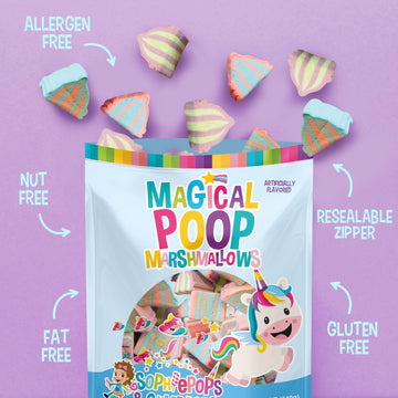Sophiepops & Gumdrops Magical Unicorn Poop Marshmallows, Rainbow Marshmallow Candy For Easter Or Any Party, Non-Fat, Nut And Glu