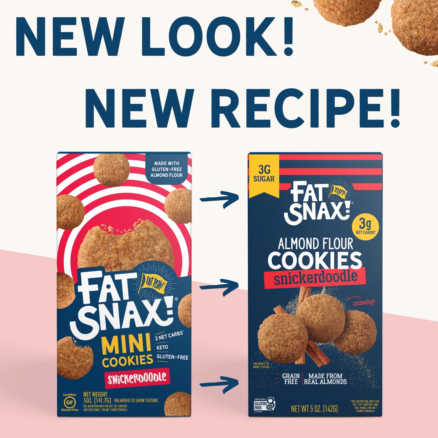 Fat Snax Low-Carb Crunchy Mini Keto Cookies, Snickerdoodle, 5 Ounce, Almond Flour Cookies, Certified Gluten-Free, Low Sugar Snac