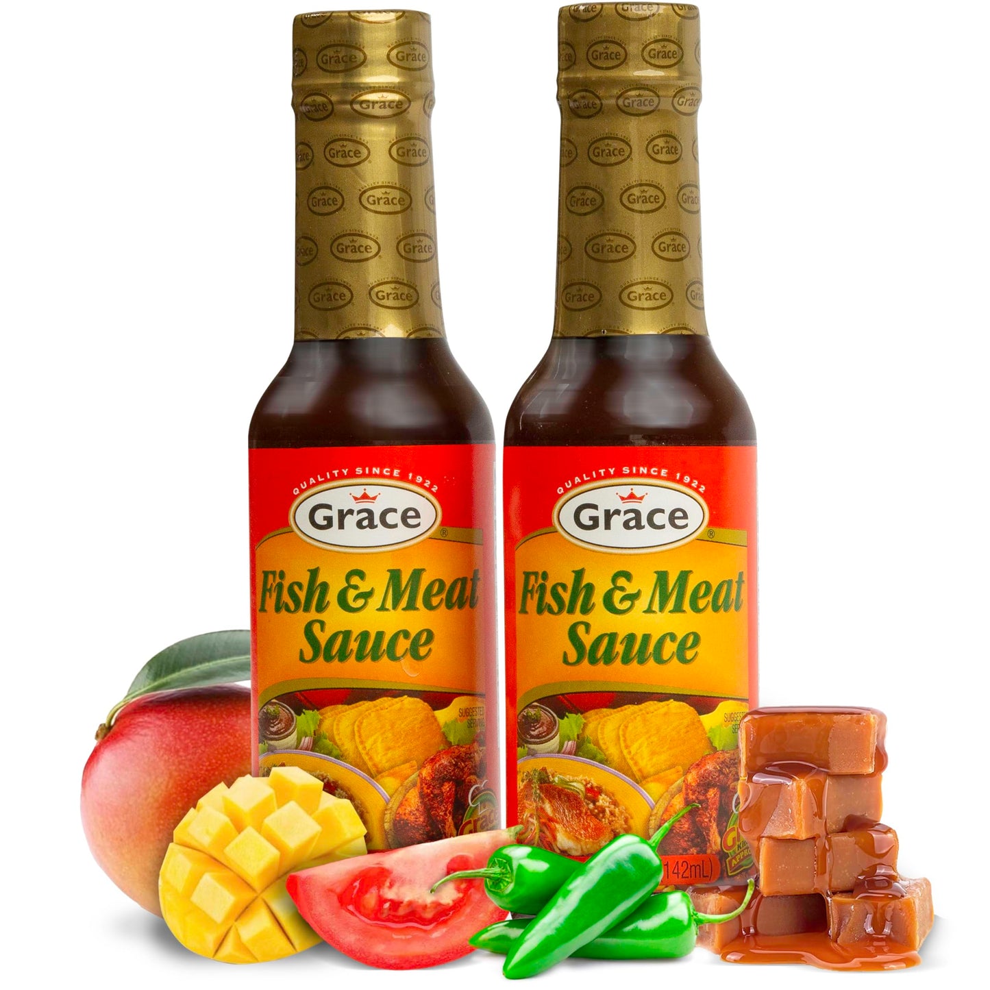 Grace Fish And Meat Sauce 4.8Oz - 2 Pack Jamaican Seafood Seasoning & Meat Marinade - Caribbean Fish Sauce For Cooking Or As A Chicken Marinade - Mild Jamaican Marinade & Seafood Sauce