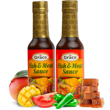 Grace Fish And Meat Sauce 4.8Oz - 2 Pack Jamaican Seafood Seasoning & Meat Marinade - Caribbean Fish Sauce For Cooking Or As A Chicken Marinade - Mild Jamaican Marinade & Seafood Sauce