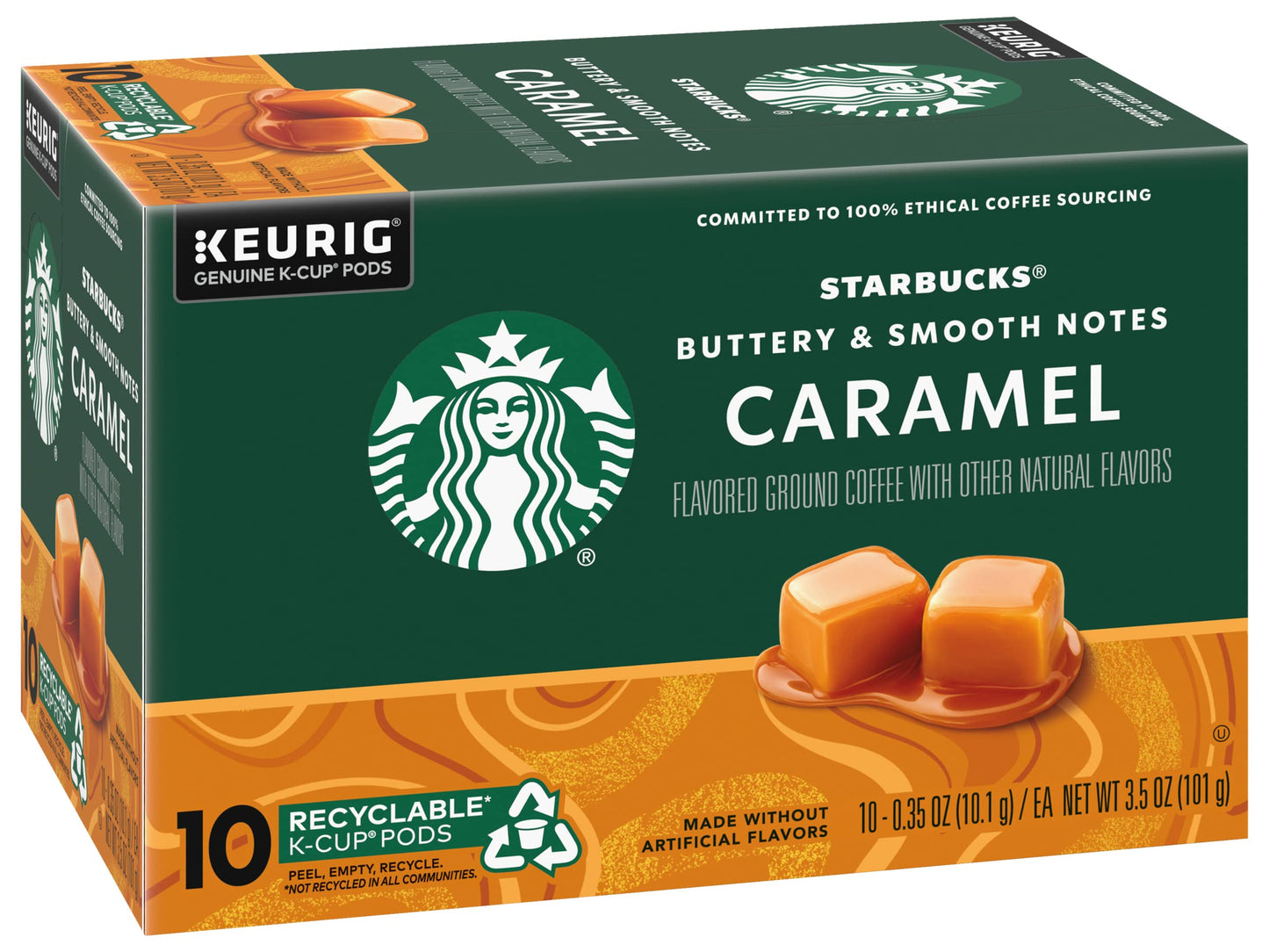 Starbucks Flavored Coffee K-Cup Pods, Caramel Flavored Coffee, Made Without Artificial Flavors, Keurig Genuine K-Cup Pods, 10 Ct