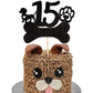 1 PCS 15th Birthday Cake Topper Black Glitter Dog Paw Fifteen Years Old Birthday Puppy Dog Bone Cake Pick for Let's Pawty Baby S