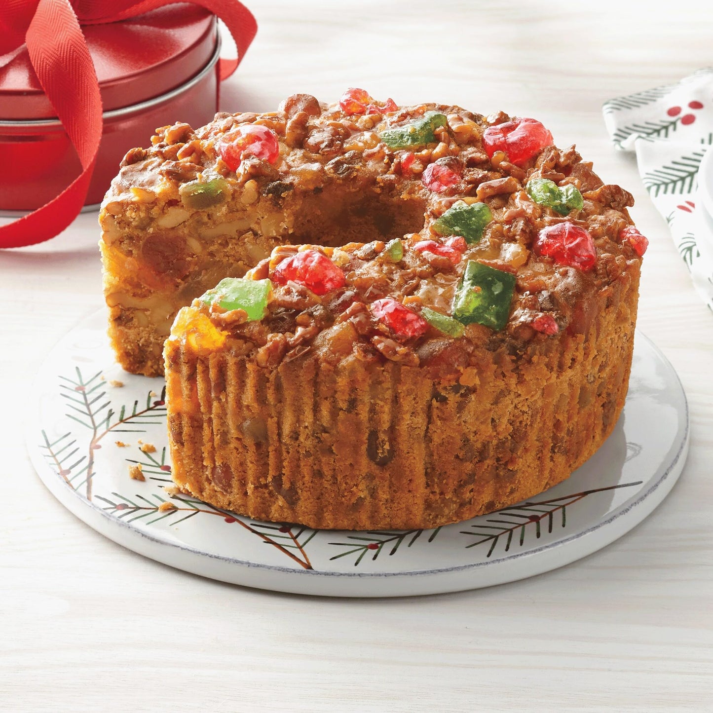 The Swiss Colony Christmas Fruitcake - Traditional Bakery Dessert With Whole Fruit And Nuts, Sweet And Buttery Rich Holiday Trea