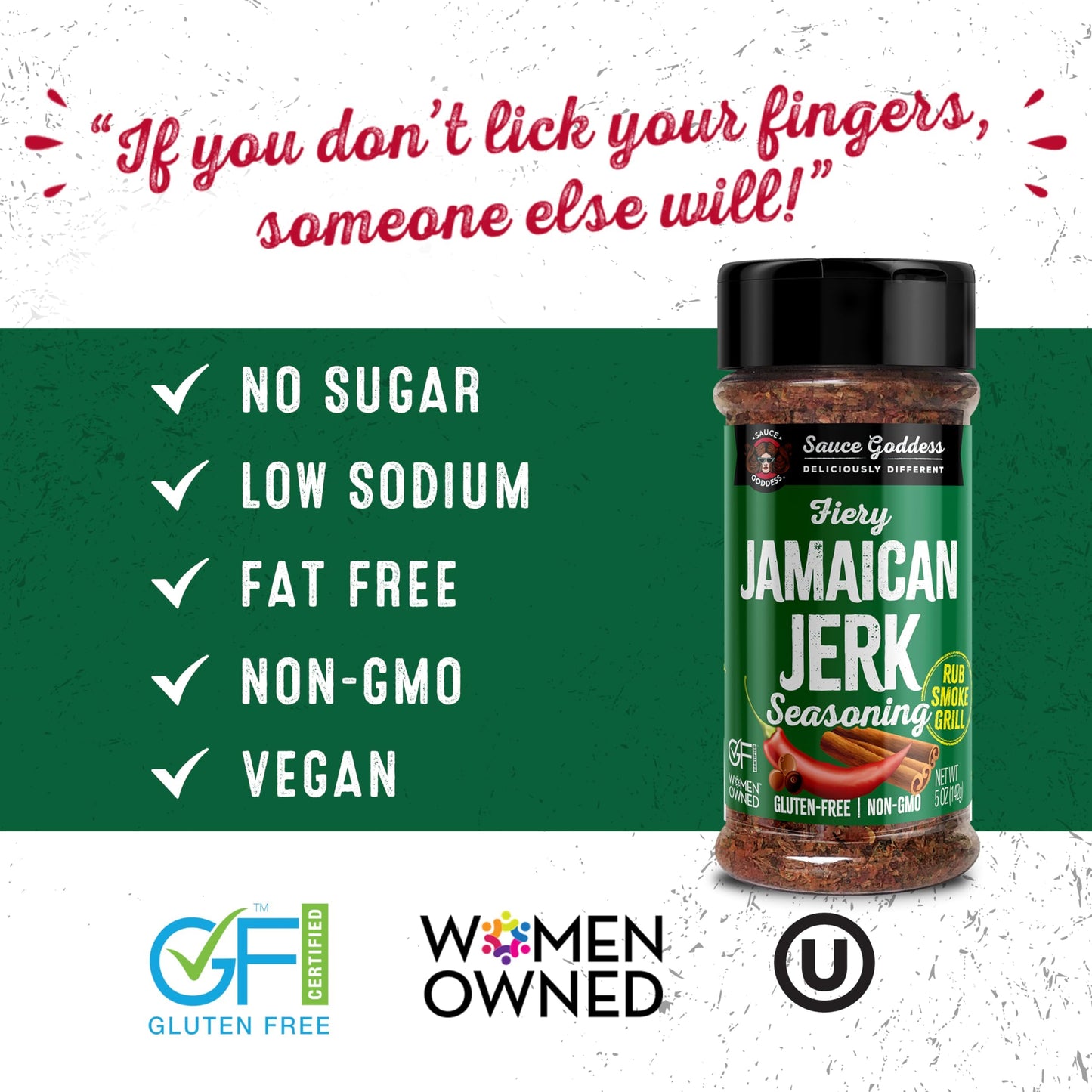 Sauce Goddess Fiery Jamaican Jerk Spice Shaker - Seasonings And Spices For Cooking With Caribbean Flavors! For Chicken, Pork, Se