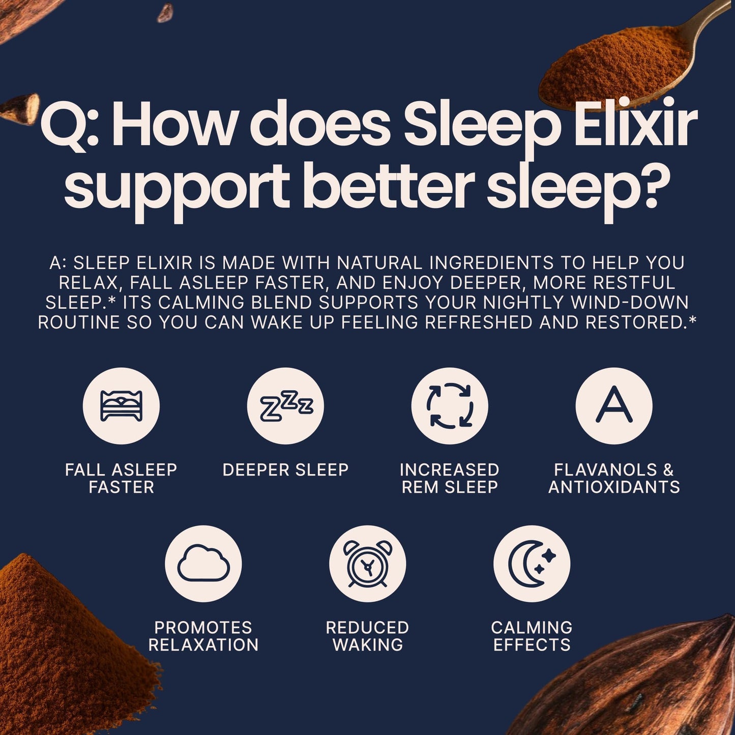 KORACAO Sleep Elixir Cacao Blend - Ceremonial-Grade Cocoa Drink with Magnesium  L-Theanine  Reishi  Melatonin & Ashwagandha - 300g (30 Servings) for Relaxation & Restful Sleep