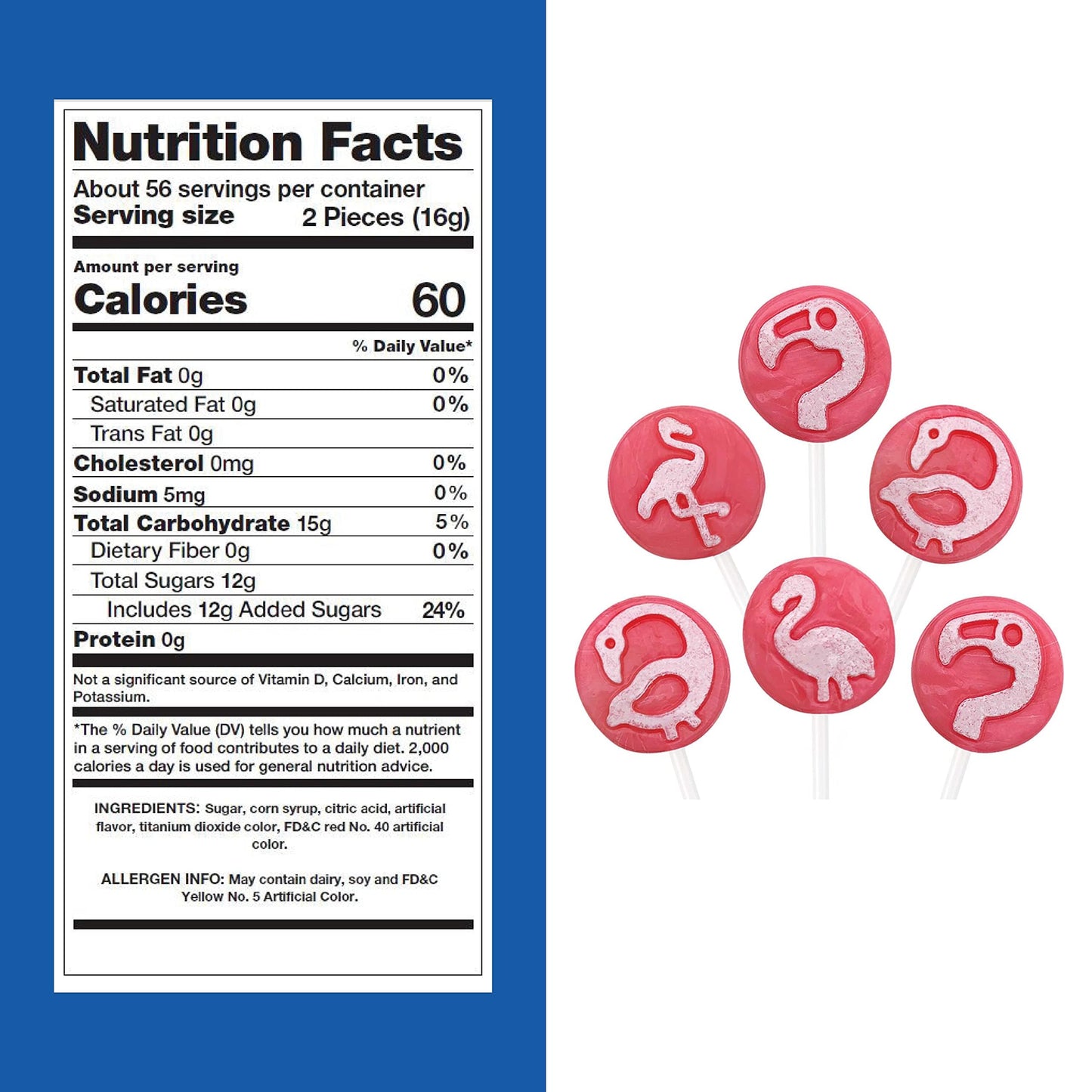 Flamingo Lollipops - 2 Pound Bulk Pack (110 Count) - Icing Tattoo Strawberry Hard Candy - Individually Wrapped