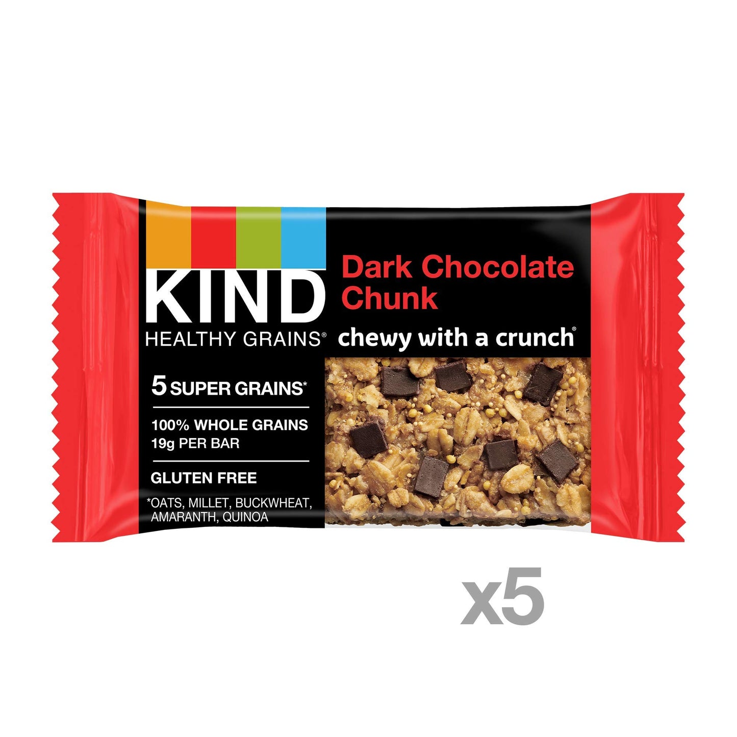 Kind Healthy Grains Bars, Double Chocolate Chunk, Non Gmo, Gluten Free, 1.2Oz, 5 Count (Pack Of 3)