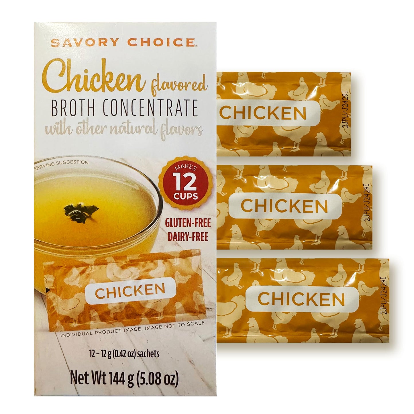 Stapster Chicken Broth Concentrate, 5.1 Ounce, 12 Sticks in each (Pack of 2)