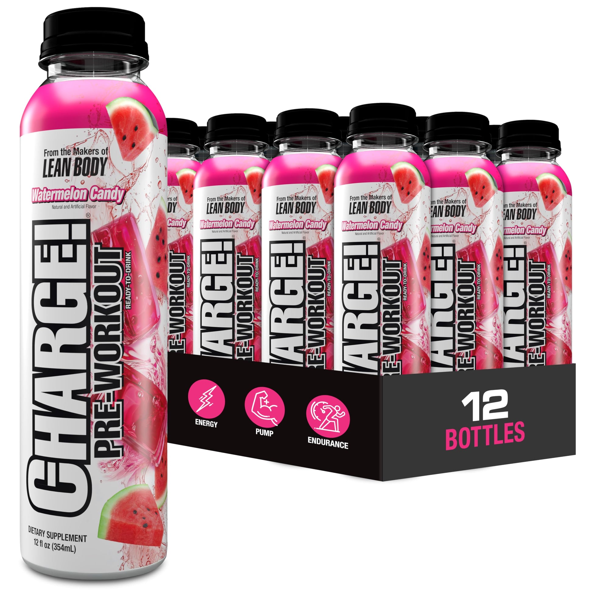 Labrada Charge Pre Workout Watermelon Candy Rtd Drink - Pump  Energy  Endurance Formula With 10G Glycerol  6G L-Citrulline Malate  4G Playa Alanine  300Mg Energy Blend  + Total Hydration  12 Servings