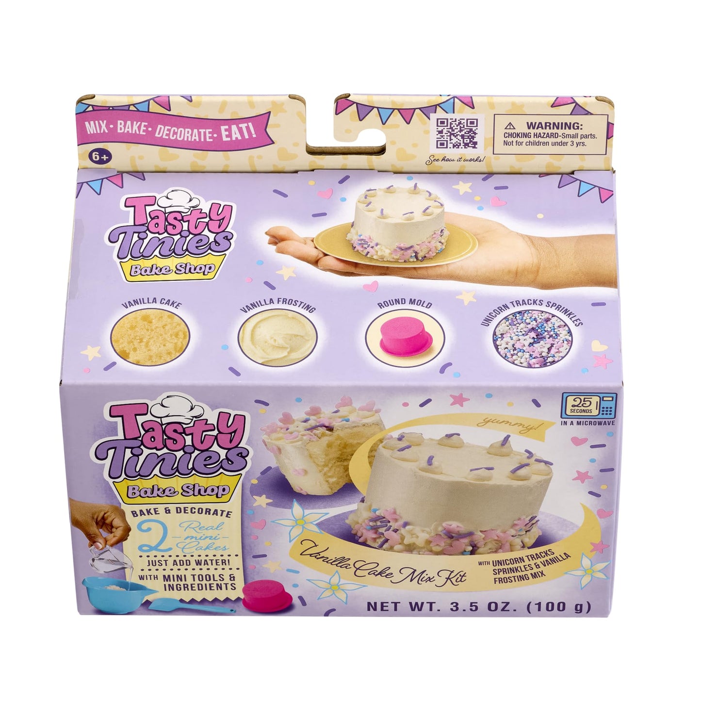 Goliath Tasty Tinies Bake Shop Vanilla Cake Mix Kit with Unicorn Tracks Sprinkles & Vanilla Frosting Mix | Bake & Decorate 2 Rea