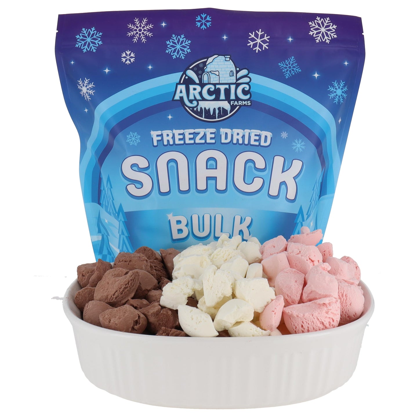 Arctic Farms Freeze Dried Ice Cream Bits Bulk - Does Not Melt (Neapolitan Mix) (1Lb)