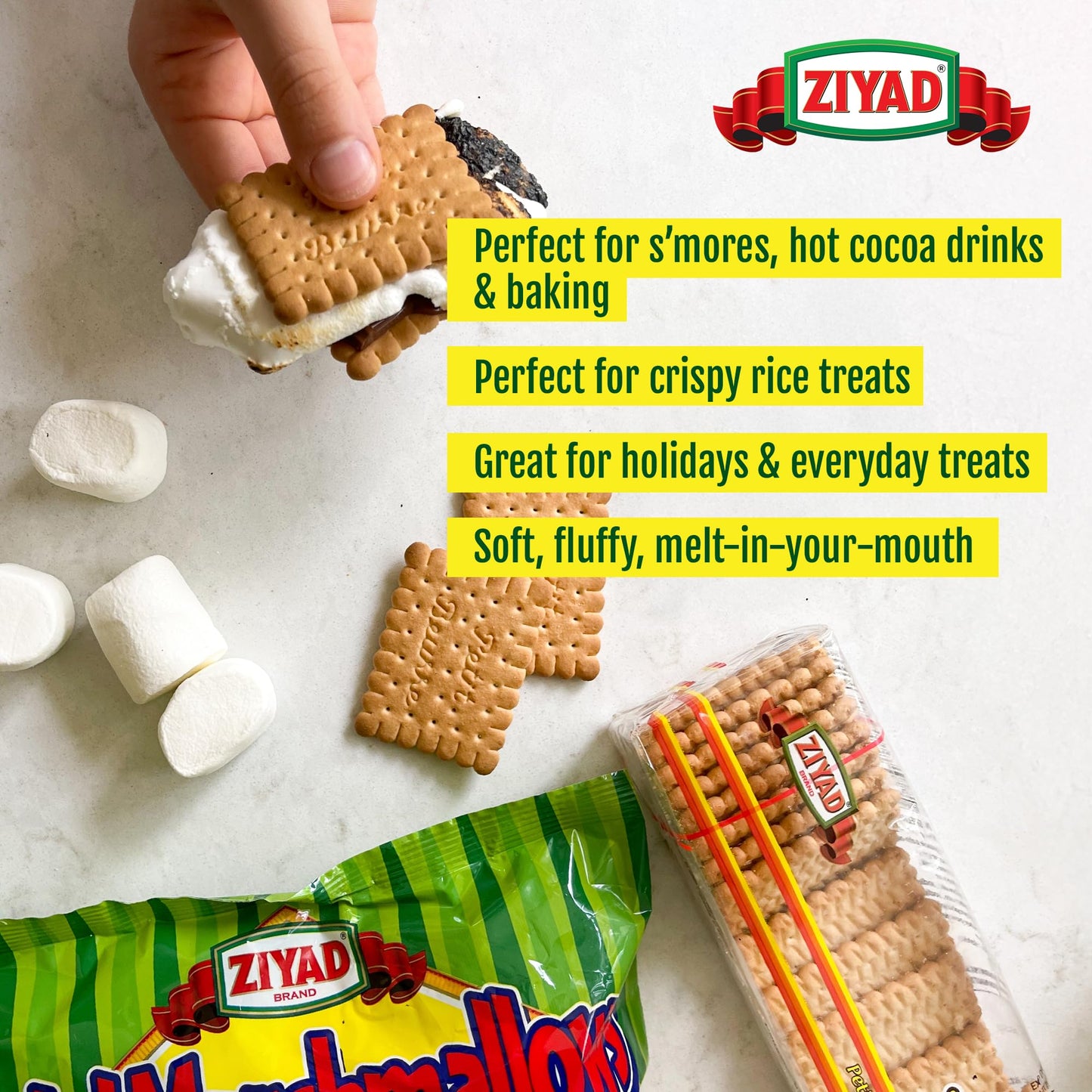 Ziyad Gourmet Halal Large Marshmallows, Pork-Free, Egg-Free, Dairy-Free, 8.8oz (Pack of 24)