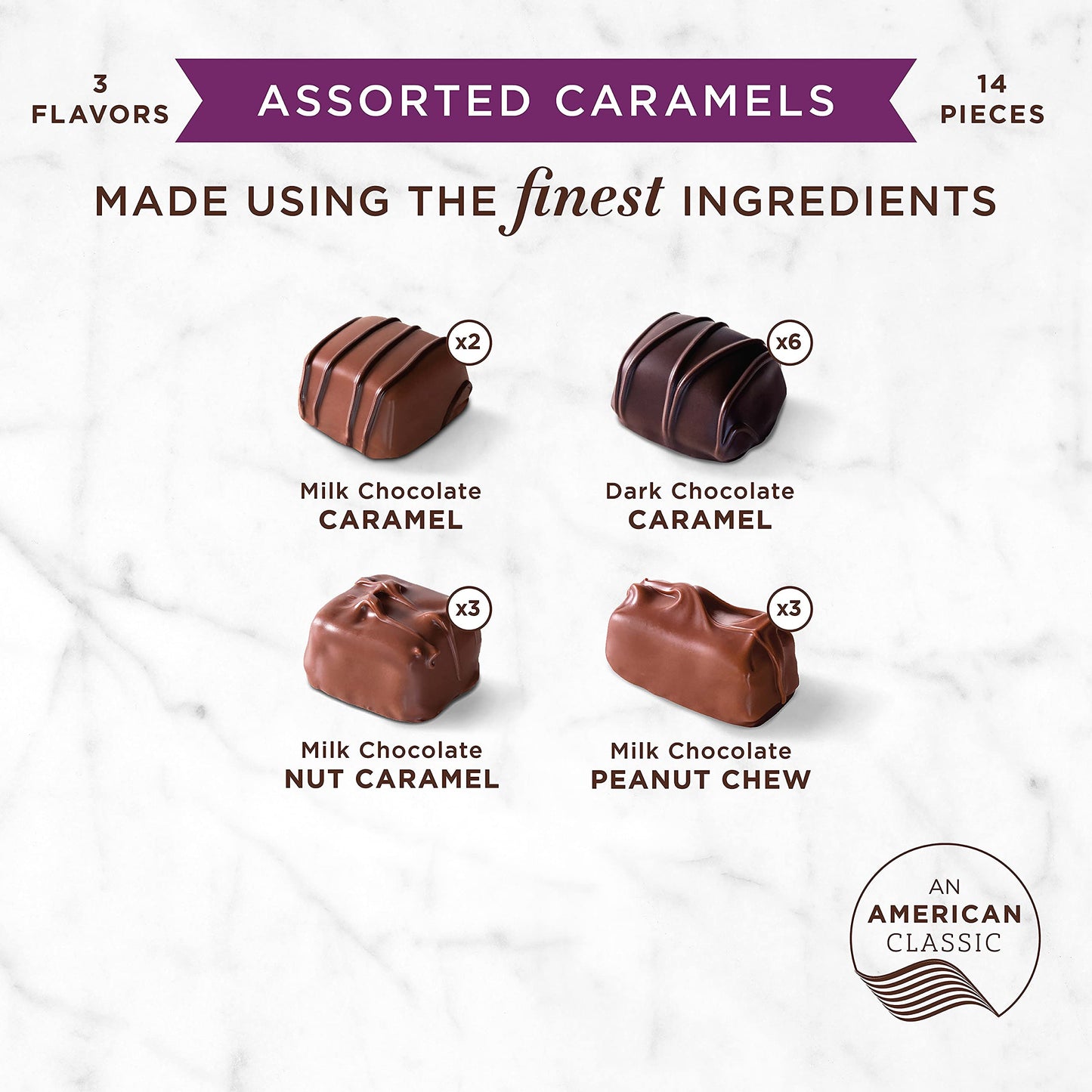 Russell Stover Assorted Caramels In Milk And Dark Chocolate Chocolate Gift Box 9 Ounce