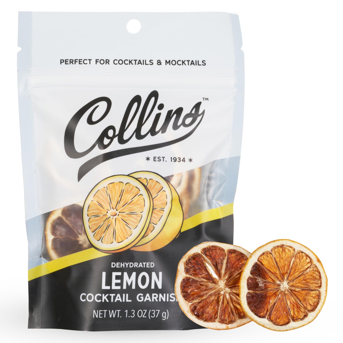 Collins Dehydrated Lemon Slices, Set of 1, 1.3 oz, Yellow, Premium Garnish for Cocktails and Desserts, Model 11755