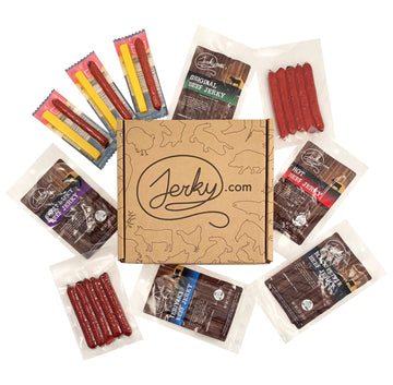 Beef Jerky Gift Box For Men - 21 Pieces Of Beef Jerky & Beef Meat Sticks Gift Set - Including 5 Flavors Of Beef Jerky, 13 Snack