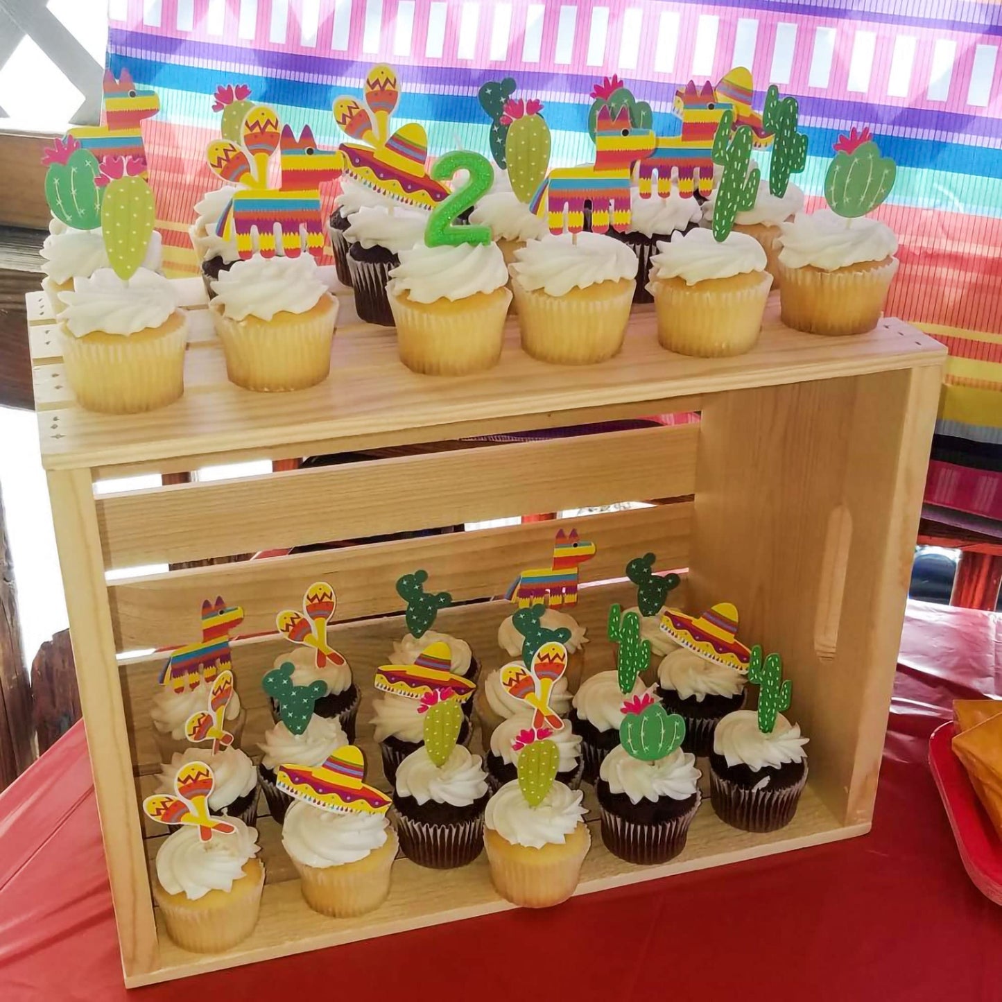 Jevenis 42 Pcs Fiesta Cupcake Toppers Fiesta Party Decoration Cactus Cake Decoration Llama Cupcake Toppers For Taco Bout A Baby