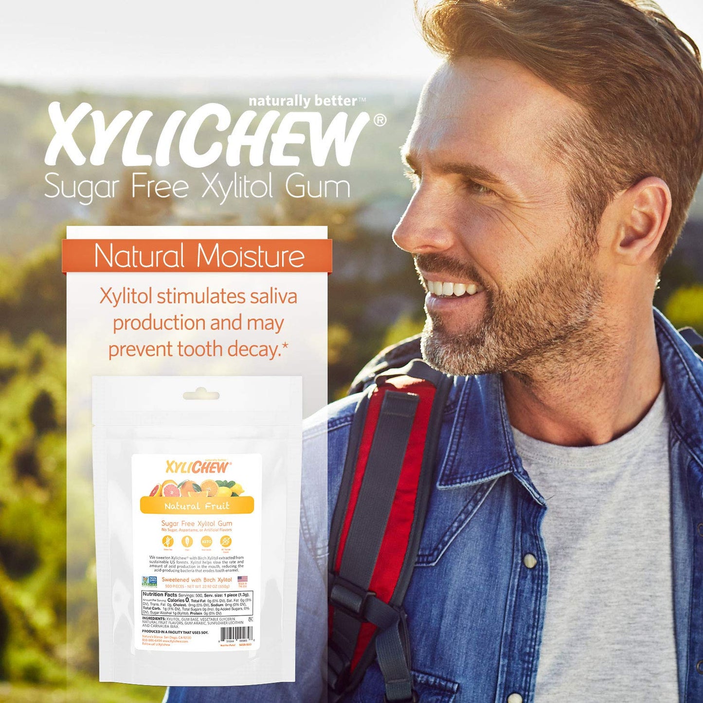 Xylichew Chewing Gum - 100% Xylitol, Non-GMO, Sugar-Free, Gluten-Free, 500 Count