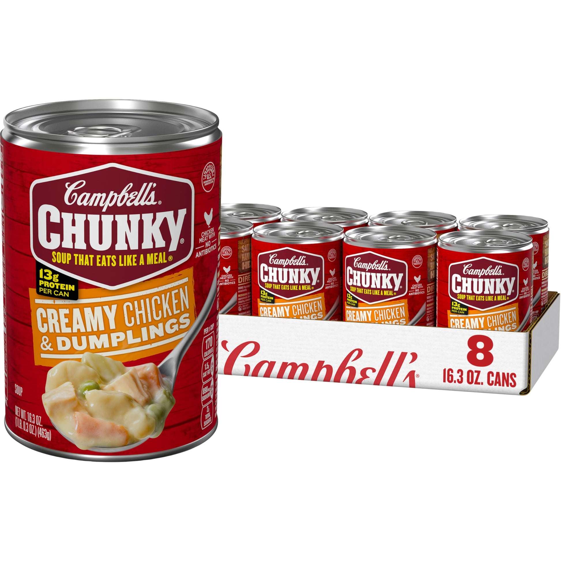Campbell s Chunky Soup, Creamy Chicken and Dumplings Soup, 16.3 Oz Can (Case of 8)