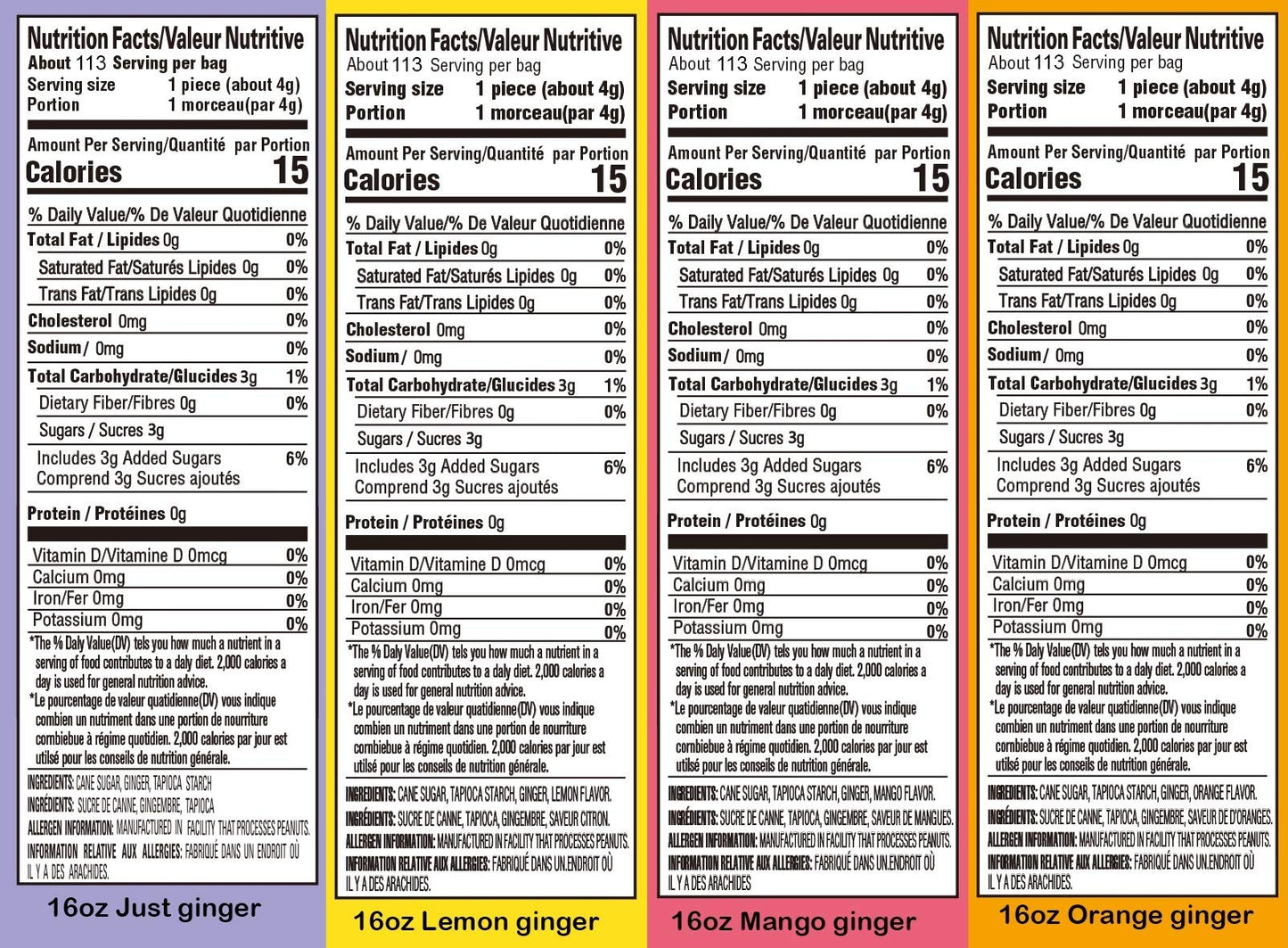 Gem Gem Ginger Candy Chewy Ginger Chews (1 Pound Bulk Pack) (Assorted Mix)