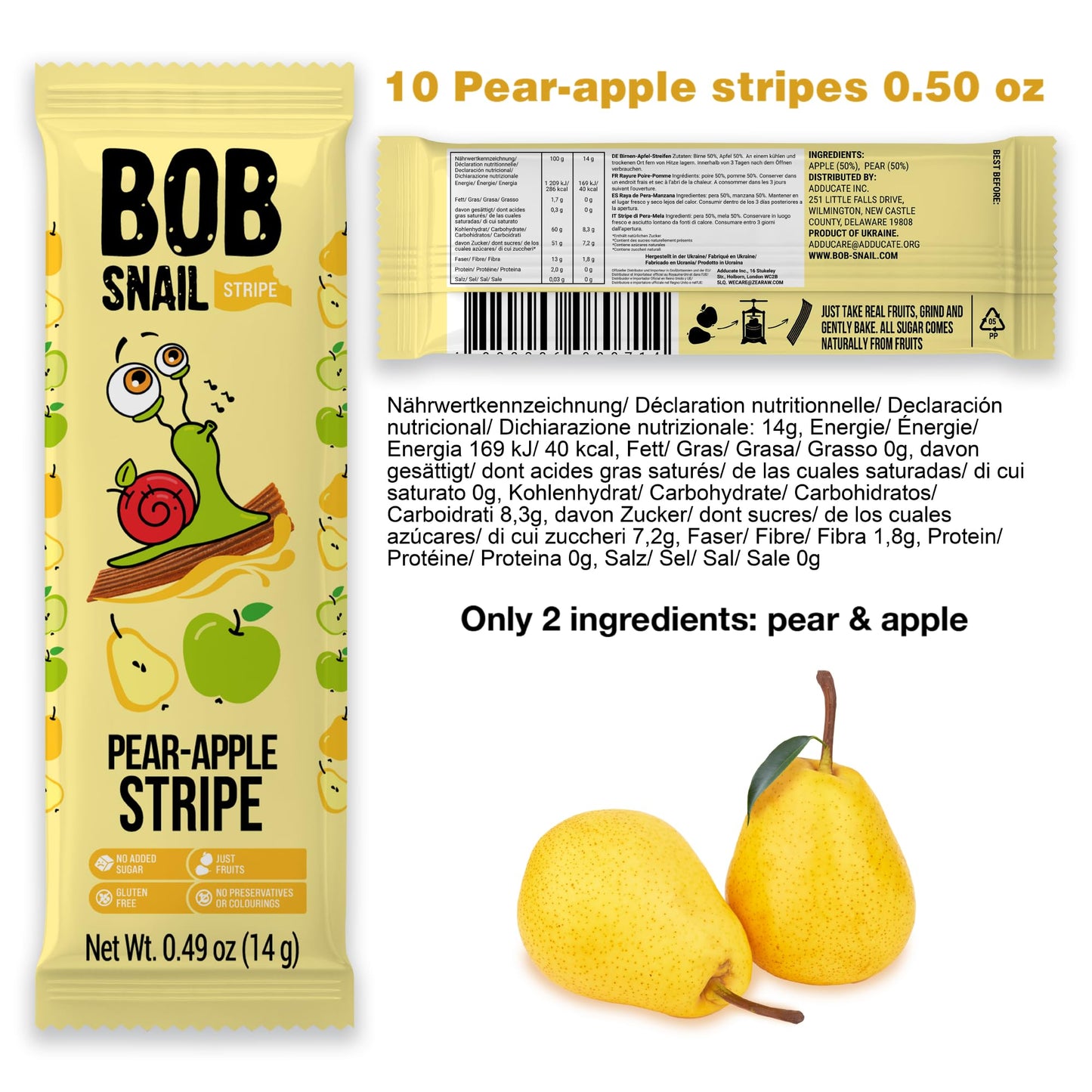 Bob Snail Snacks Variety Pack - 30 Healthy Fruit Snacks, Gluten-Free, Vegan, Low Carb, No Sugar Added, Individual Packs